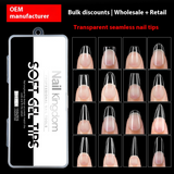 Nail Tips Full number of special nail pads for nail salons, transparent and seamless 150 pcs, boxed press on nails pads, almond trapezoidal fake nails.