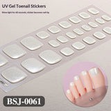 Semi-Cured Gel Nail Strips Solid Color Glossy Toe Design (MOQ=3)