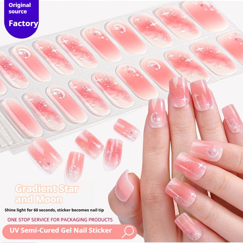 Semi-Cured Gel Nail Strips Soft Pink Gradient Glossy Natural Everyday Wear Set (MOQ=3)