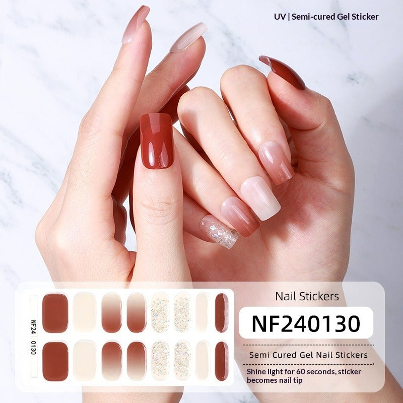 Semi-Cured Gel Nail Strips 3D Foil Heart Glossy Design (MOQ=3)