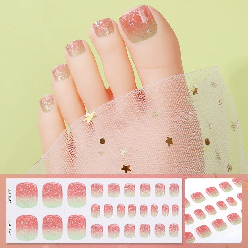 Semi-Cured Gel Nail Strips Toe Nails Four-Point Star Glossy Set (MOQ=3)