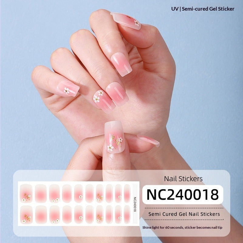 Semi-Cured Gel Nail Strips Soft Pink Gradient Glossy Natural Everyday Wear Set (MOQ=3)