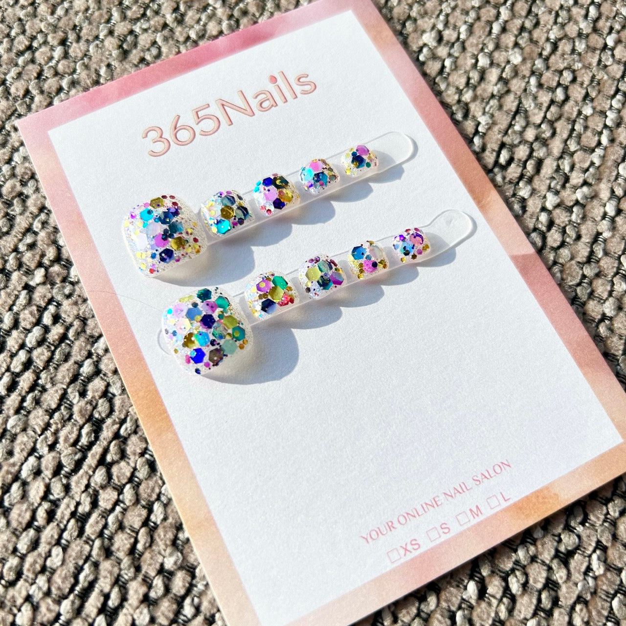365nails: "holo confetti party" – handmade press-on toenails / pedicure