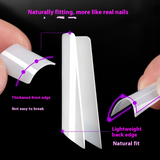 Nail Tips Transparent nail piece semi-sticker, light sticker, square nail 504 pieces, boxed, seamless and light , specially for patch-worn nail pieces