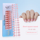 Nail Tips New  French press on nails 240 pieces boxed fake nail manicure work in progress matte full sticker French nail piece