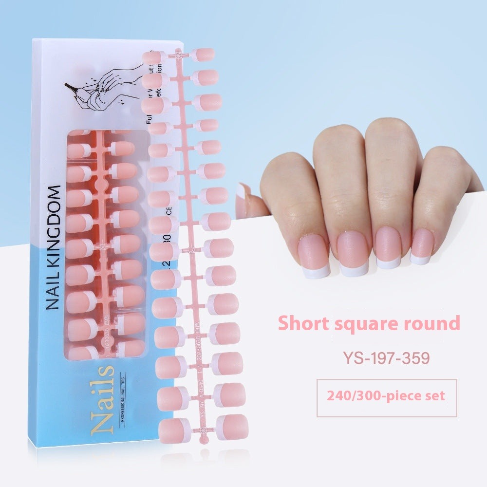 Nail Tips New  French press on nails 240 pieces boxed fake nail manicure work in progress matte full sticker French nail piece