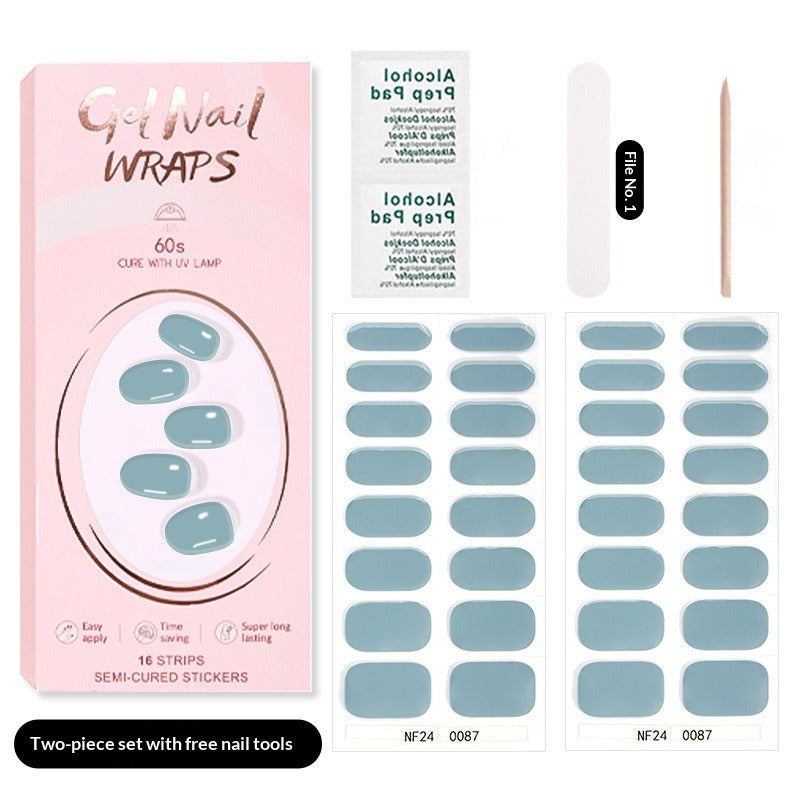 Semi-Cured Gel Nail Strips Pure Solid Glitter Glossy Design (MOQ=3)