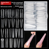 Nail Tips 120 transparent crystal nail molds, boxed with graduated crystal extension nail molds,  rapid phototherapy extension nail molds