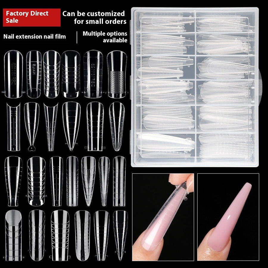 Transparent Crystal Nail Extension Molds with Graduated Scale, Rapid Phototherapy Nail Forms, 120 Pieces Boxed (MOQ=3)