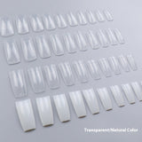 Nail Tips Press on nails pads, semi-stickers, light stickers, 500 pcs in bags, light and thin flat-headed square manicure extensions, transparent patches, fake nails.
