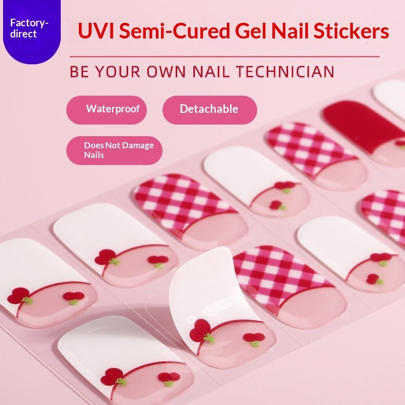 Semi-Cured Gel Nail Strips French Leopard Chic Mixed Designs (MOQ=3)