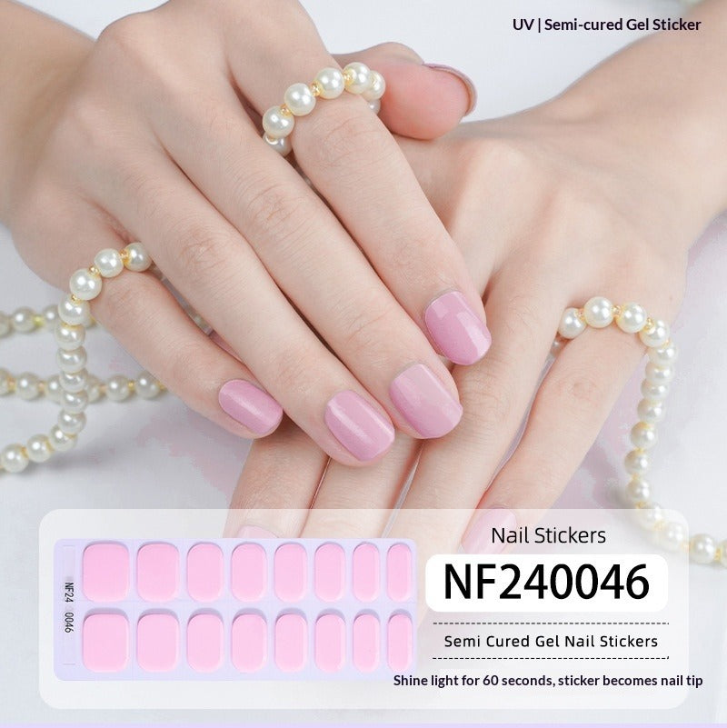 Semi-Cured Gel Nail Strips Solid Color Glossy Nude Burgundy Set (MOQ=3)