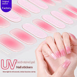 Semi-Cured Gel Nail Strips French Gradient Glitter Bow Glossy Design (MOQ=3)