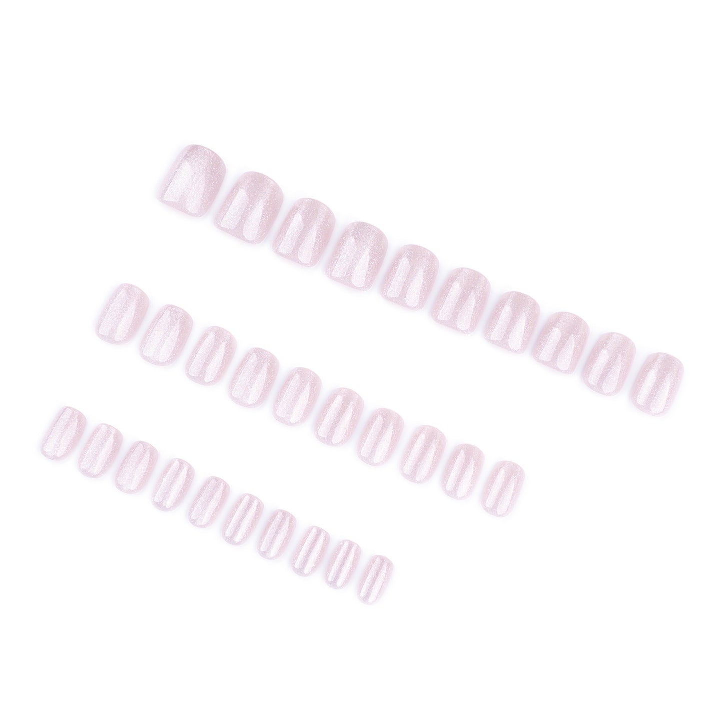 Naked powder flash cat eye wearing nail short square manicure fake nails cross-border hot-selling wearable nail fake nails