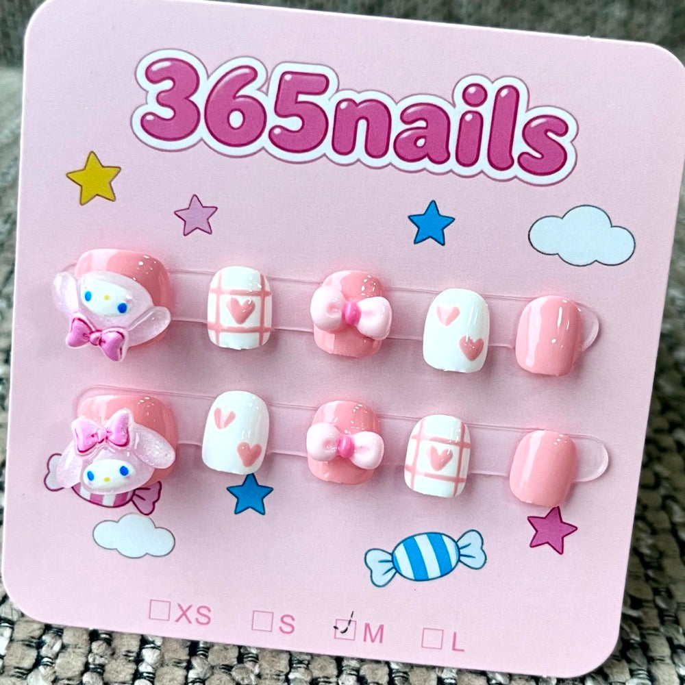 365nails: "My Melody's Candy Dream" – 3D Character Handmade Short Nails
