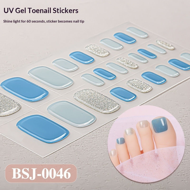 Semi-Cured Gel Nail Strips Minimal Solid Color Glitter Mismatch Design (MOQ=3)