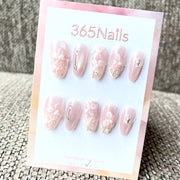 365nails: "Velvet Blush" – 3D Floral Handmade Medium Almond Nails