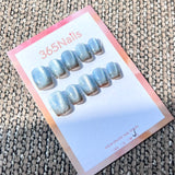 365nails: "Oceanic Twilight" – Blue Cat-Eye & Brown Gradient Handmade Squoval Nails