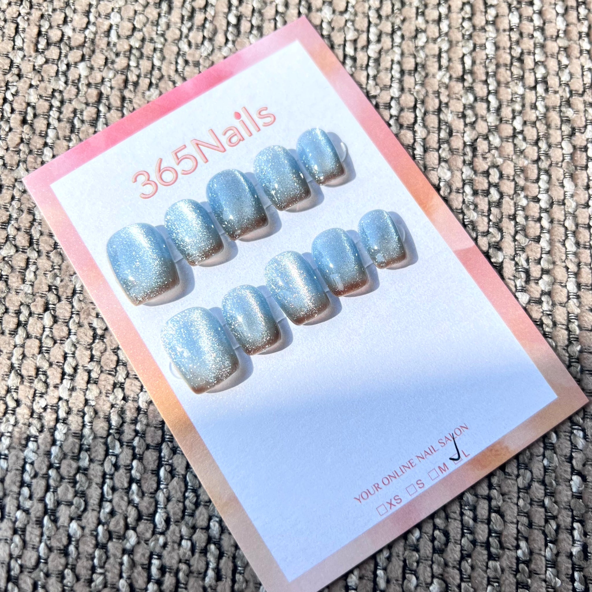 365nails: "Oceanic Twilight" – Blue Cat-Eye & Brown Gradient Handmade Squoval Nails