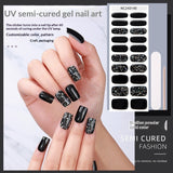 Semi-Cured Gel Nail Strips Sparkle Diagonal Cat Eye Glossy Design (MOQ=3)