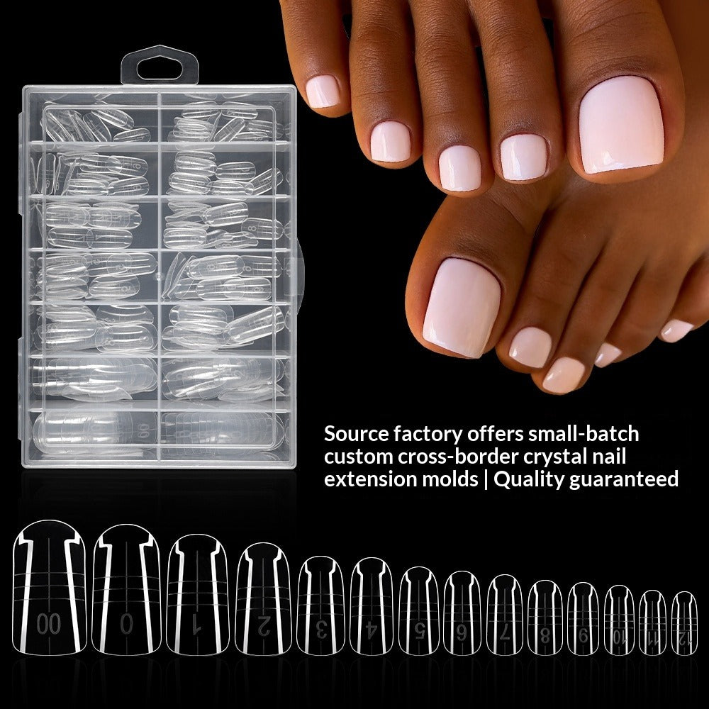 365nails: "Alongamento de unhas de gel transparente nos pés" – Tips Quadradas Curtas para Unhas dos Pés