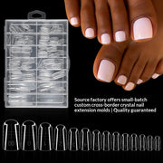 365nails: "Alongamento de unhas de gel transparente nos pés" – Tips Quadradas Curtas para Unhas dos Pés