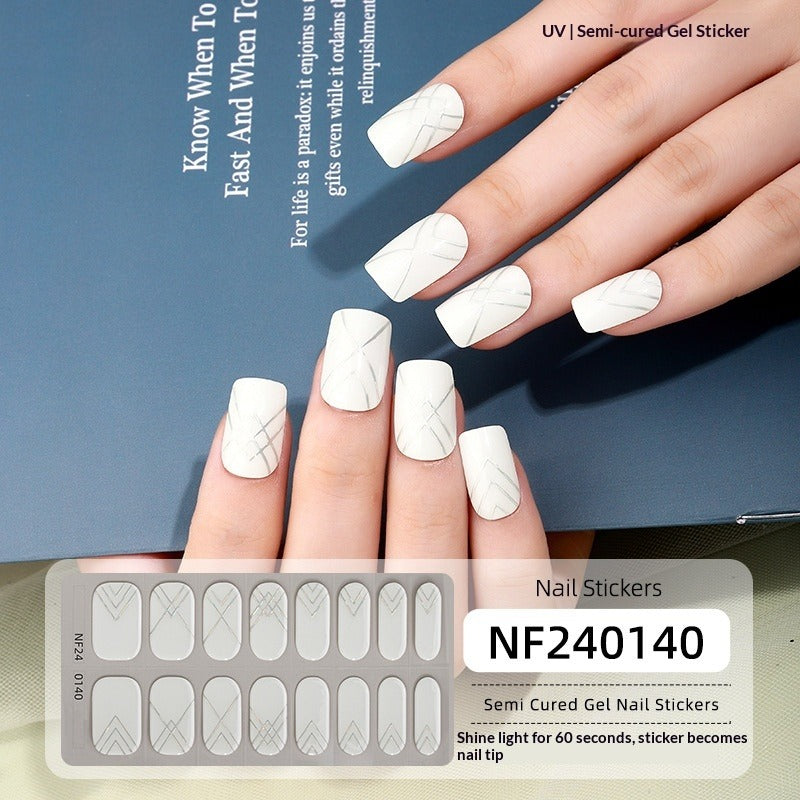 Semi-Cured Gel Nail Strips 3D Foil Heart Glossy Design (MOQ=3)