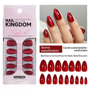 "Cherry Red Cat Eye" - Vibrant 32Pcs Press-On Nails Set