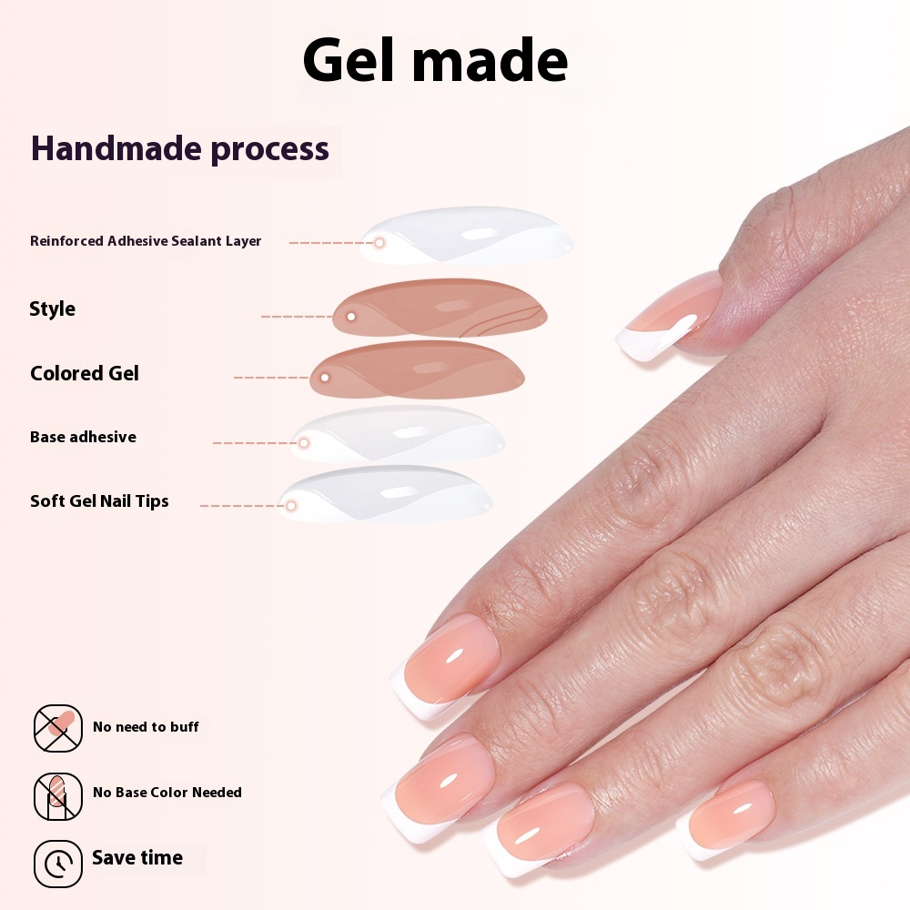 New press on nails French Ultra-thin Short Square False Nails 32 pieces Simple Removable Extension Patch Nail Art