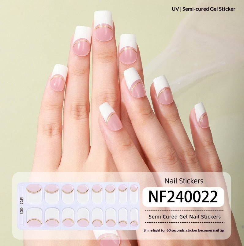 Semi-Cured Gel Nail Strips 3D Foil Gold Elegant Glossy Design (MOQ=3)