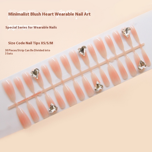 Dicas de unhas: unhas pré-fabricadas, unhas postiças, unhas simples e removíveis, remendo de unha blush, diamante do amor ｜365nails