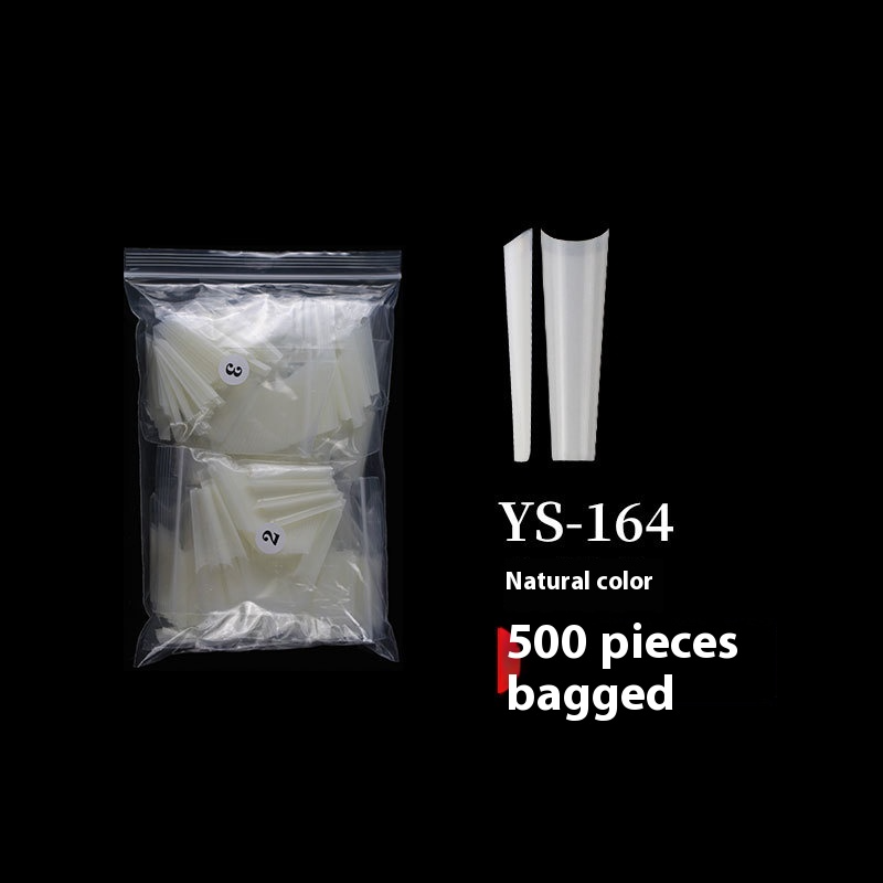 Embouts d’ongles allongeants — faux ongles super longs tête plate, demi‑autocollant, effet denim, forme trapèze press‑on — vente en gros (MOQ=3)