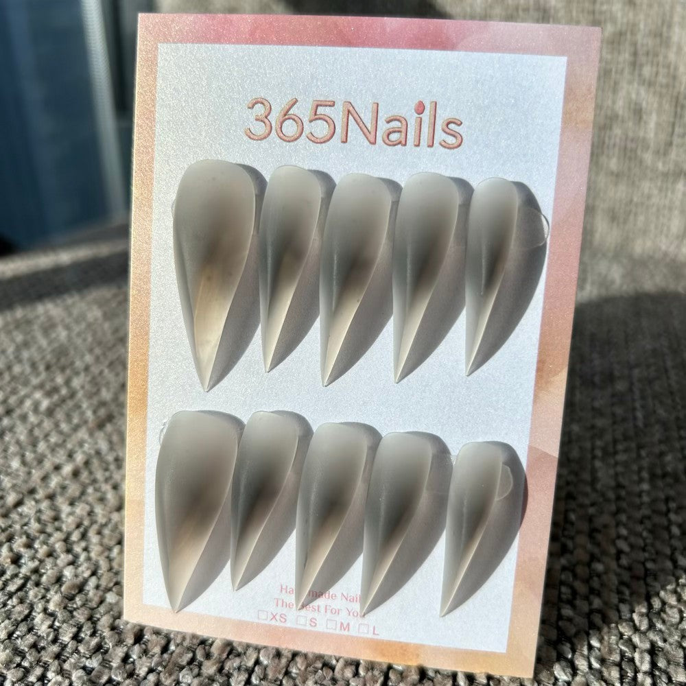 Iced Smoke Dragon Claw Stiletto Matte Frost Grey Premium Handmade Dragon Nail