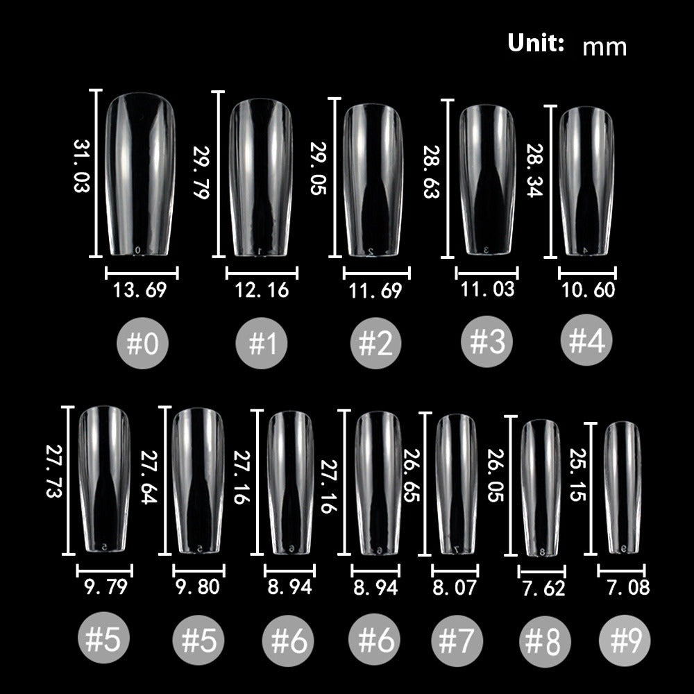 Nail Tips The nail piece is transparent, plus a rectangular 550 pieces, and the boxed patch is fully pasted with non-marking flat head square head nail full size fake nails.