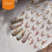 Warm Brown Butterfly Nail Stickers – 5D Embossed Delicate Flutter Set