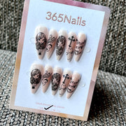 Blush Melody - Nude Illustrated Stiletto Press-On Nails
