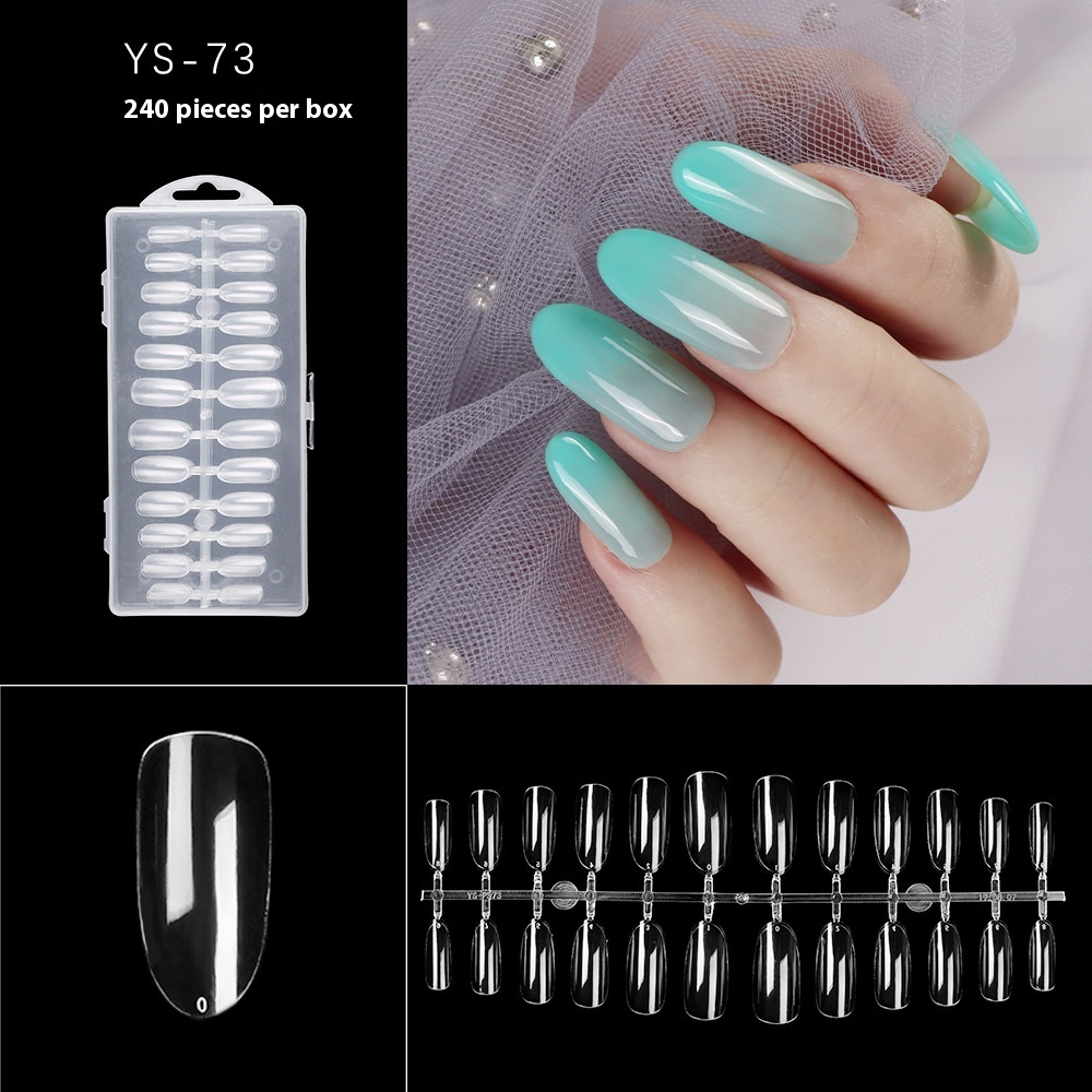 Nail Tips nail piece semi-matte 504 pieces boxed trapezoidal almond fake nail patch transparent and seamless nail art