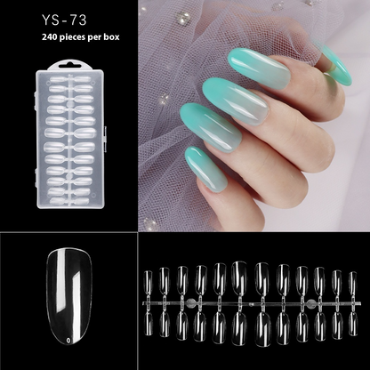 Nail Tips nail piece semi-matte 504 pieces boxed trapezoidal almond fake nail patch transparent and seamless nail art
