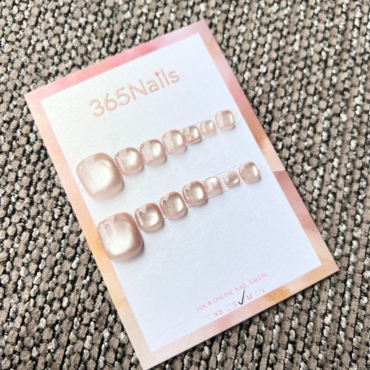 365nails: "glossy milky tea pearl" – handmade press-on pedicure