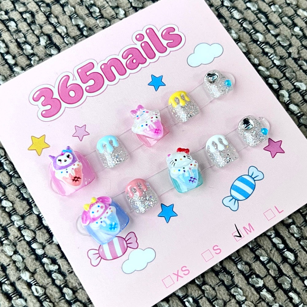 365nails: "Cartoon Carnival" – 3D Character Handcrafted Sweet Short Square Nails