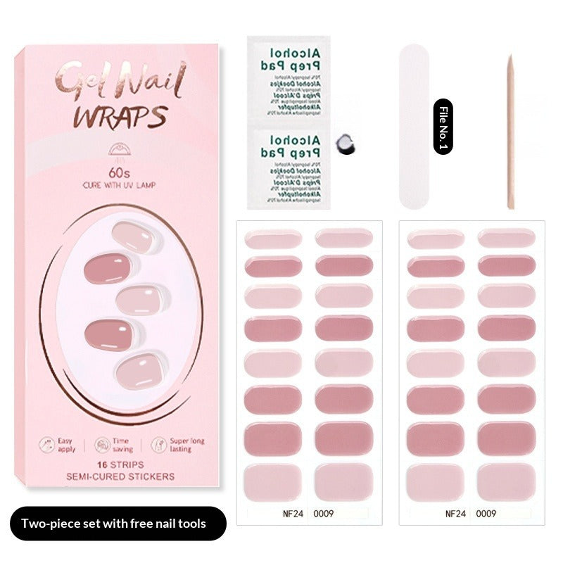 Semi-Cured Gel Nail Strips Pure Solid Glitter Glossy Design (MOQ=3)