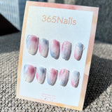 Ethereal Ink: "Aurora Mist" – Lilac & Ice Blue Gradient Marble with Silver Foil & Iridescent Glitter Almond Nails