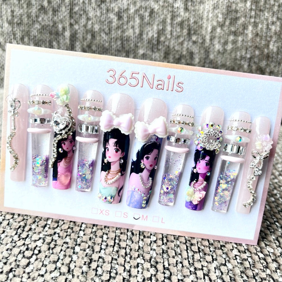 365nails 스윗 윔지 3D 카툰 피규어 수제 코핀형 네일 5.5cm