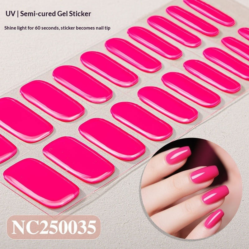 Semi-Cured Gel Nail Strips 3D Solid Color Glossy Design (MOQ=3)
