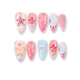 365nails pink blossom 3d hand‑painted long tips