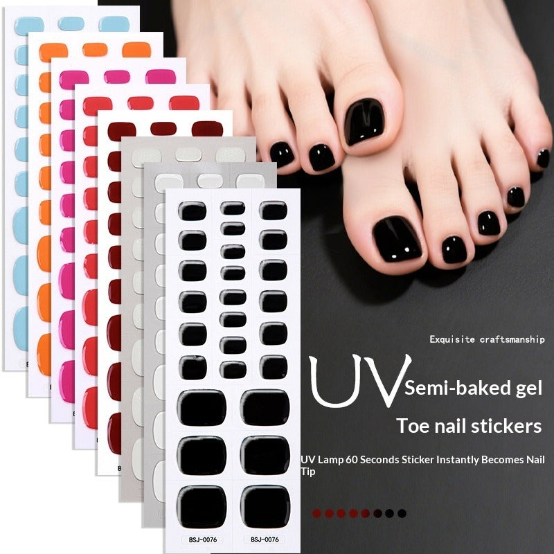 Semi-Cured Gel Nail Strips Minimal Solid Color Toe Style (MOQ=3)