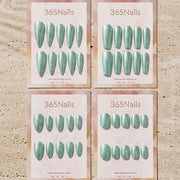"Dazzling Mint Green" - Glitter Handmade Nails (3 Shapes Available)