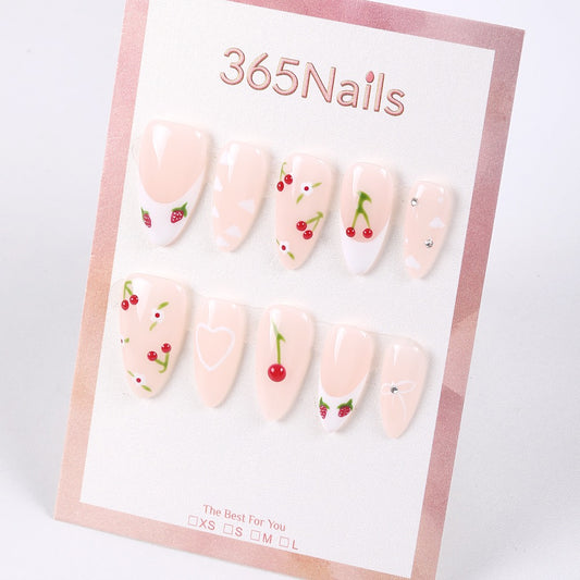 365Nails Cherry Blush French Almond Tips