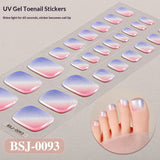 Semi-Cured Gel Nail Strips Toe Nails 3D Foil Gradient Bloom Glossy Set (MOQ=3)