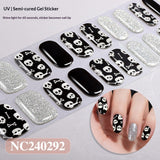 Semi-Cured Gel Nail Strips Halloween Glow Gothic Spiderweb Ghost Design (MOQ=3)
